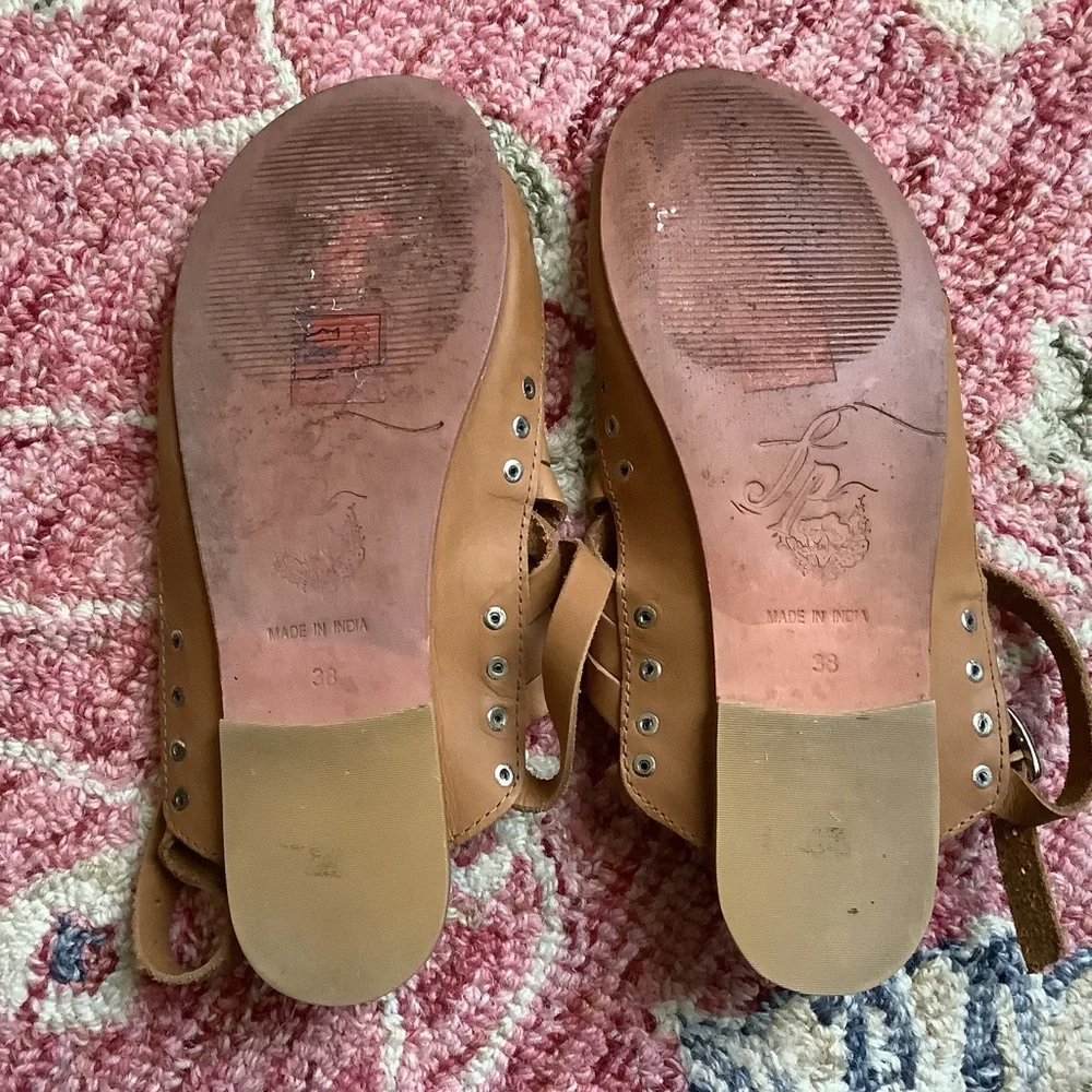 Free People Yellow Leather Strappy Sandals Sz 7.5 (38 UK) Ankle Strap, Toe Strap - Picture 5 of 5